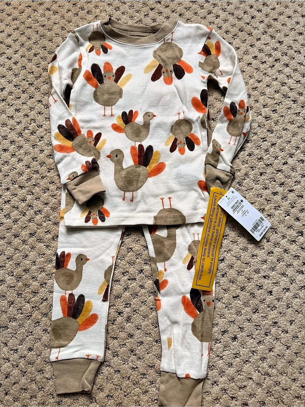 Carter's Toddler Thanksgiving Print 100% Cotton Long-Sleeve 2-Piece Pajamas